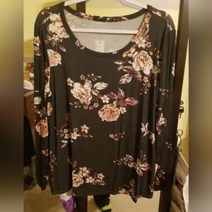 Maurices Black Floral Long Sleeve Top